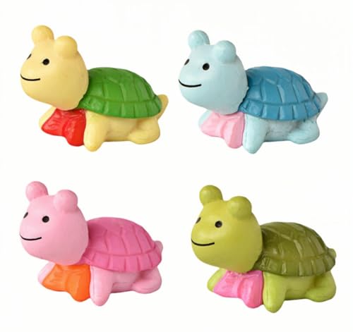 4er-Pack Vierfarbige Kleine Schildkröten Und Meeresschildkröten, Harz, DIY Garten-Stranddekor-Ornamente von Zeyeo