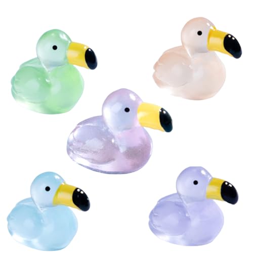 5er-Pack Leuchtende Flamingo-Statuen, DIY-Garten-Landschaftsdekor, Mini-Desktop-Ornamente von Zeyeo