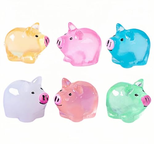 6er-Pack Leuchtende Schweinchen-Miniaturtiere Aus Kunstharz, Gartendeko Im Topf, Schreibtisch-Ornamente von Zeyeo