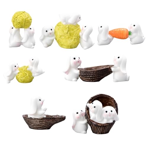 7er-Pack Ernte-Kaninchen-Statuen Mit Kohl Und Karotten, Garten- Und Landschaftsdekor von Zeyeo