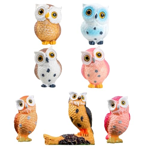 7er-Pack Süße Eulenfiguren, DIY-Gartendekor, Tierornamente Für Den Schreibtisch von Zeyeo