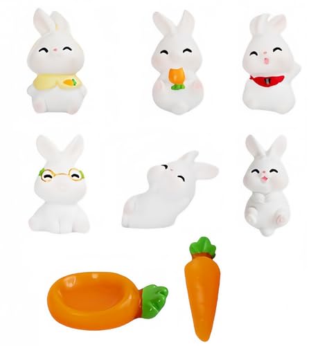8er-Pack Süße Cartoon-Häschenpuppen, Kleine DIY-Garten- Und Schreibtisch-Ornamente von Zeyeo