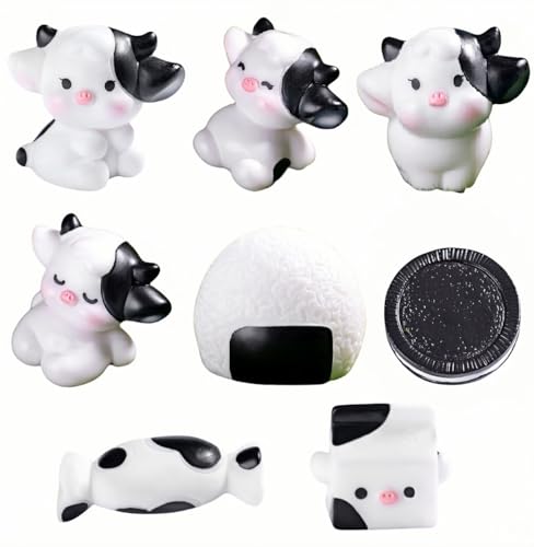 8er-Pack Süße Schwarz-weiße Kuh-Ministatuen, DIY-Dekoration Für Garten, Auto, Kleine Desktop-Ornamente 8er-Pack Süße Schwarz-weiße Kuh-Ministatuen, DIY-Dekoration Für Garten, Auto, Kleine Desktop-Ornamente von Zeyeo