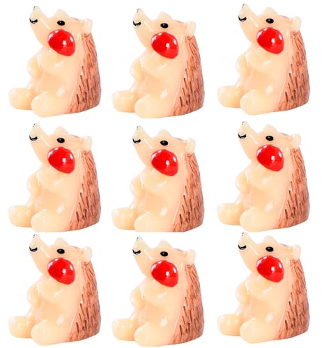 9er-Pack Pilz-haltende Igelfiguren, DIY-Garten- Und Schreibtisch-Dekor-Ornamente von Zeyeo