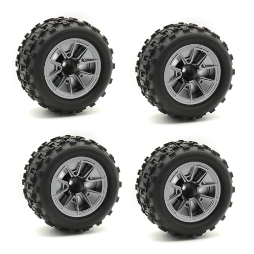 4 Stück 12 mm Hex RC Monstertruck-Räder, Maßstab 1/14 & 1/16, RC-Buggy-Reifen, Upgrade-Teile, kompatibel mit Wltoys 144001 124017 MJX H16BM 14209 16210 RC-Modellen (Monster-Truck-Rad) von Zeyoking