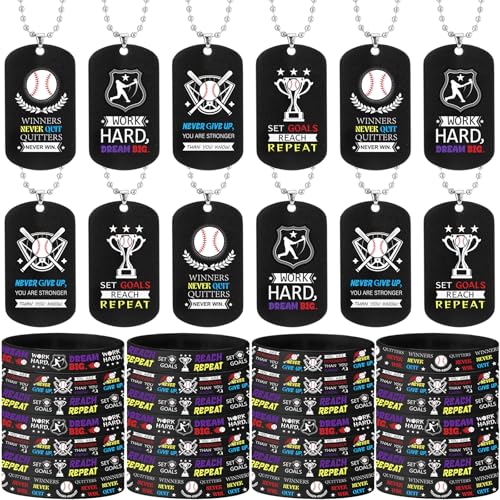 Zeyune 24 Stück Baseball-Silikon-Motivationsarmbänder und 12 Stück Baseball-Dogtag-Halsketten, Gastgeschenke, Sportpreise, Geburtstagsparty-Zubehör, Goodie-Bag-Füller, Karneval, Veranstaltungen für Zeyune 24 Stück Baseball-Silikon-Motivationsarmbänder und 12 Stück Baseball-Dogtag-Halsketten, Gastgeschenke, Sportpreise, Geburtstagsparty-Zubehör, Goodie-Bag-Füller, Karneval, Veranstaltungen für von Zeyune