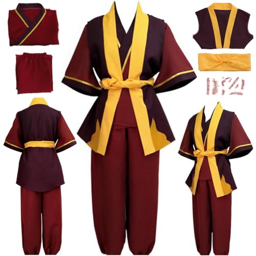 Zuko-Kostüm für Herren, Film, Zuko-Uniform, Erwachsenen-Outfit, Halloween, roter Anzug, Größe M von Zezuxy