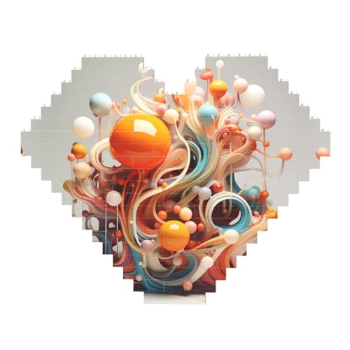 3D-Puzzle, bunte Wirbel und Bälle, Druck-Baustein-Puzzle, herzförmige Bildpuzzles, Holzbilder-Puzzles von ZhRiYan