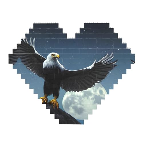 Adler unter den Sternen Druck Baustein-Puzzle – Herzförmige Bilderpuzzles, Holzbilder-Puzzles von ZhRiYan