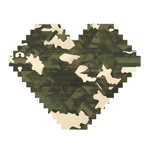 Army Camouflage Print Building Brick Block Puzzle - Heart Shaped Picture Puzzles, Wooden Picture Jigsaw Puzzles von ZhRiYan