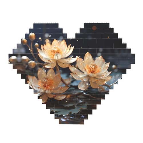 Böhmisches weißes Lotusdruck-Baustein-Puzzle – Herzförmige Bildpuzzles, Holzbilder-Puzzles Böhmisches weißes Lotusdruck-Baustein-Puzzle – Herzförmige Bildpuzzles, Holzbilder-Puzzles von ZhRiYan