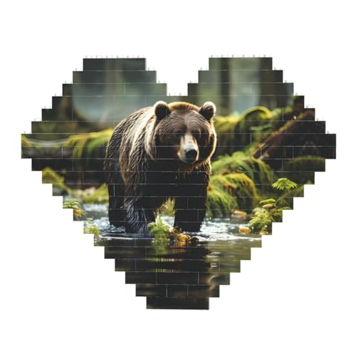 Brown Bear Pounce Print Building Brick Block Puzzle - Heart Shaped Picture Puzzles, Wooden Picture Jigsaw Puzzles Brown Bear Pounce Print Building Brick Block Puzzle - Heart Shaped Picture Puzzles, Wooden Picture Jigsaw Puzzles von ZhRiYan