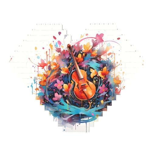Bunte Note Gitarre Druck Baustein Block Puzzle – Herzförmige Bilderpuzzles, Holzbilder-Puzzles Bunte Note Gitarre Druck Baustein Block Puzzle – Herzförmige Bilderpuzzles, Holzbilder-Puzzles von ZhRiYan