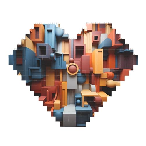 Bunte Würfel Weltraumdruck Baustein-Puzzle – Herzförmige Bilderpuzzles, Holzbilder-Puzzles von ZhRiYan