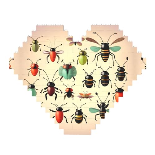 Cartoon Kleine Insekten Druck Baustein Block Puzzle - Herzförmige Bildpuzzles Holzbild Puzzle von ZhRiYan