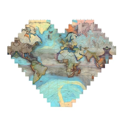 Cartoon-Weltkarten-Druck-Baustein-Puzzle – Herzförmige Bildpuzzles, Holzbilder-Puzzles Cartoon-Weltkarten-Druck-Baustein-Puzzle – Herzförmige Bildpuzzles, Holzbilder-Puzzles von ZhRiYan