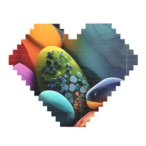 Farbige Steine Druck Baustein Block Puzzle - Herzförmige Bildpuzzles Holzbild Puzzle von ZhRiYan