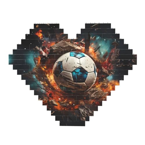 Feuerwerkskörper Fußball Druck Baustein-Puzzle – Herzförmige Bilderpuzzles, Holzbilder-Puzzles von ZhRiYan