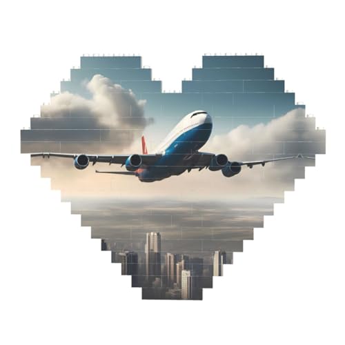 High Altitude Flugzeugdruck Baustein-Puzzle – Herzförmige Bilderpuzzles, Holzbilder-Puzzles von ZhRiYan
