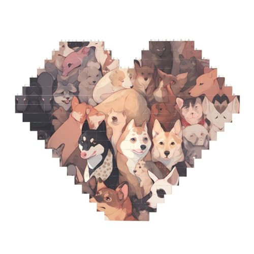 Hundebilder Druck Baustein Block Puzzle - Herzförmige Bildpuzzles Holzbild Puzzle von ZhRiYan