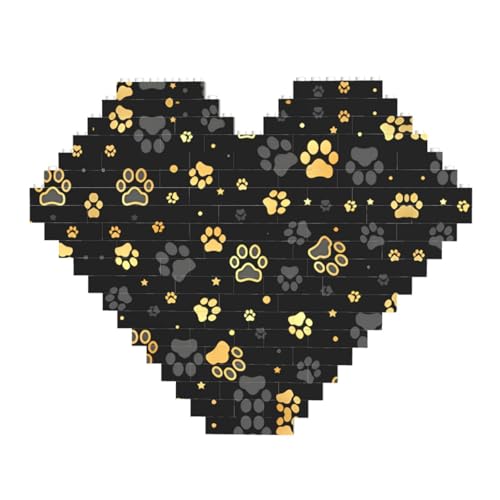 Hundepfotenabdruck-Baustein-Puzzle – Herzförmige Bildpuzzles, Holzbilder-Puzzles Hundepfotenabdruck-Baustein-Puzzle – Herzförmige Bildpuzzles, Holzbilder-Puzzles von ZhRiYan