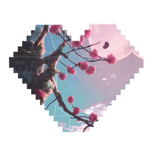 Kleine rosa Blumen Druck Baustein Block Puzzle - Herzförmige Bildpuzzles Holzbild Puzzle von ZhRiYan