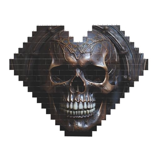 Kupferfarbenes Totenkopf-Druck-Baustein-Puzzle – Herzförmige Bilderpuzzles, Holzbilder-Puzzles Kupferfarbenes Totenkopf-Druck-Baustein-Puzzle – Herzförmige Bilderpuzzles, Holzbilder-Puzzles von ZhRiYan