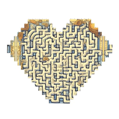 Labyrinth Treasure Map Print Building Brick Block Puzzle - Heart Shaped Picture Puzzles, Wooden Picture Jigsaw Puzzles Labyrinth Treasure Map Print Building Brick Block Puzzle - Heart Shaped Picture Puzzles, Wooden Picture Jigsaw Puzzles von ZhRiYan