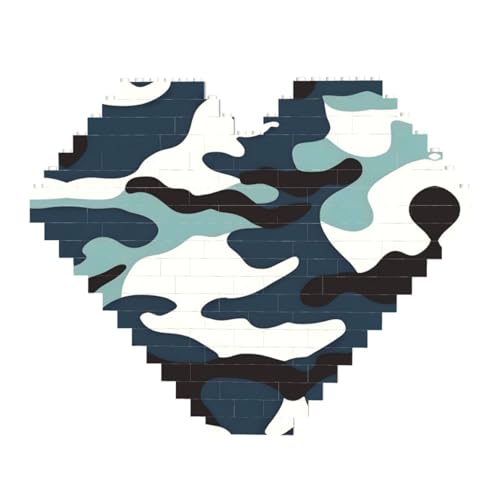 Marine Camouflage Print Building Brick Block Puzzle - Heart Shaped Picture Puzzles, Wooden Picture Jigsaw Puzzles von ZhRiYan