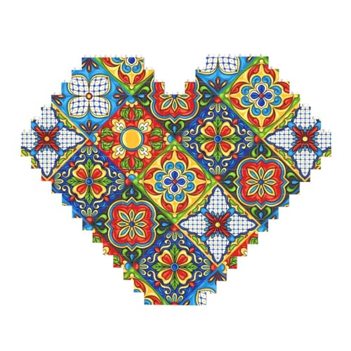 Mexikanische Keramikfliesen-Druck-Baustein-Puzzle – Herzförmige Bilderpuzzles, Holzbilder-Puzzles Mexikanische Keramikfliesen-Druck-Baustein-Puzzle – Herzförmige Bilderpuzzles, Holzbilder-Puzzles von ZhRiYan