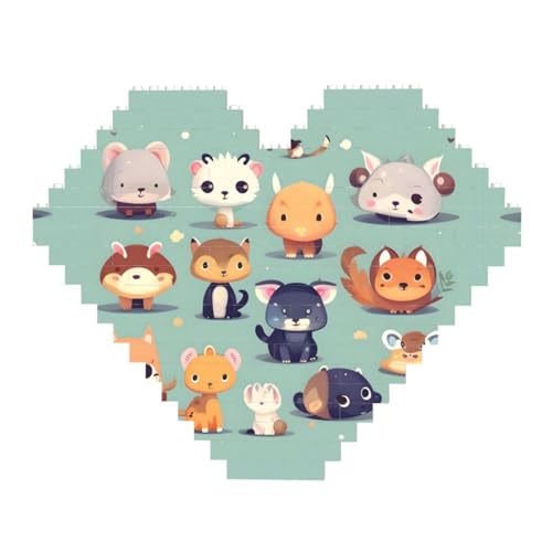 Niedliche kleine Tiere Druck Baustein-Puzzle – Herzförmige Bilderpuzzles, Holzbilder-Puzzles Niedliche kleine Tiere Druck Baustein-Puzzle – Herzförmige Bilderpuzzles, Holzbilder-Puzzles von ZhRiYan