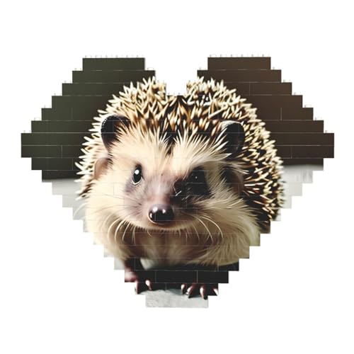 Niedliches Igel-Druck-Baustein-Puzzle – Herzförmige Bilderpuzzles, Holzbilder-Puzzles von ZhRiYan