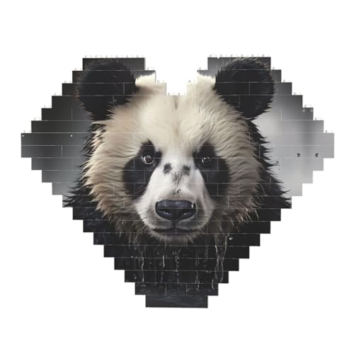 Panda im Wasser Druck Baustein Block Puzzle - Herzförmige Bildpuzzles Holzbild Puzzle von ZhRiYan
