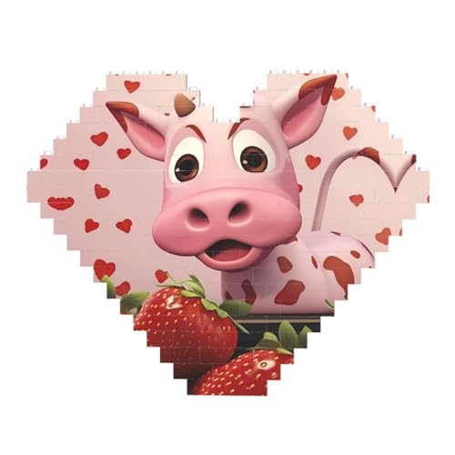 Pink Cow with Strawberries Print Building Brick Block Puzzle - Heart Shaped Picture Puzzles, Wooden Picture Jigsaw Puzzles Pink Cow with Strawberries Print Building Brick Block Puzzle - Heart Shaped Picture Puzzles, Wooden Picture Jigsaw Puzzles von ZhRiYan
