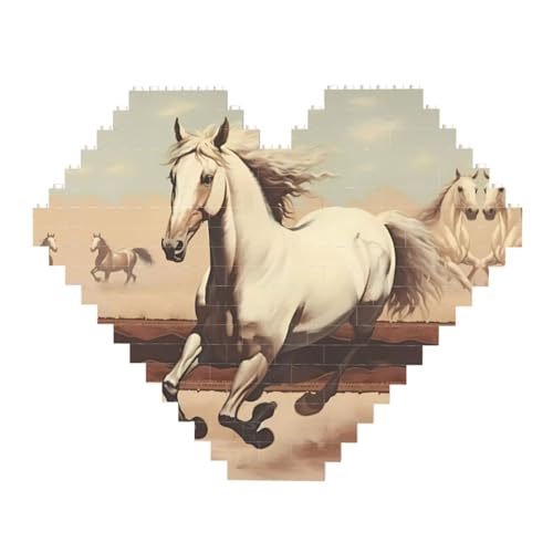 Prancing White Horse Print Building Brick Block Puzzle - Heart Shaped Picture Puzzles, Wooden Picture Jigsaw Puzzles Prancing White Horse Print Building Brick Block Puzzle - Heart Shaped Picture Puzzles, Wooden Picture Jigsaw Puzzles von ZhRiYan