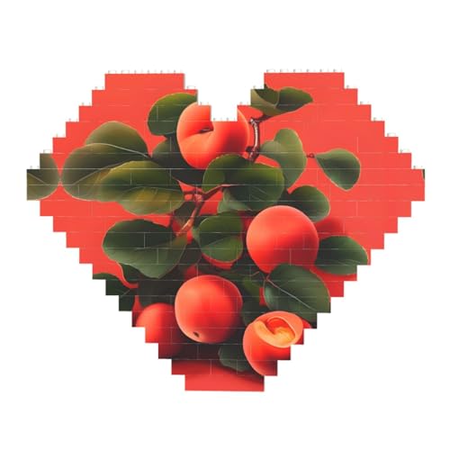 Roter Aprikosen-Druck Baustein-Puzzle – Herzförmige Bildpuzzles, Holzbilder-Puzzles von ZhRiYan