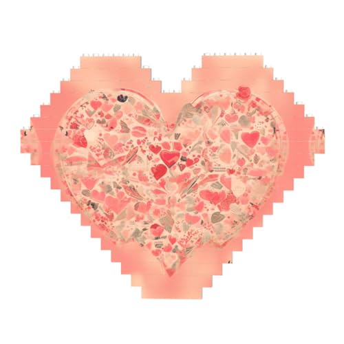 Rotes Herz Blumen Druck Baustein Block Puzzle - Herzförmige Bildpuzzles Holzbild Puzzle von ZhRiYan