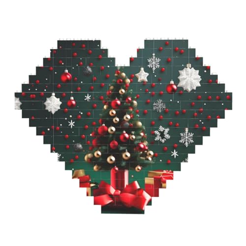 Runde Kugel Weihnachtsbaum Druck Baustein Block Puzzle - Herzförmige Bildpuzzles Holzbild Puzzle von ZhRiYan