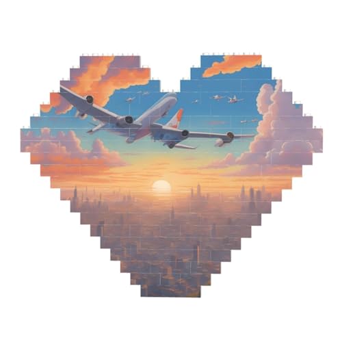 Schönes Flugzeug-Druck-Baustein-Puzzle – Herzförmige Bilderpuzzles, Holzbilder-Puzzles von ZhRiYan