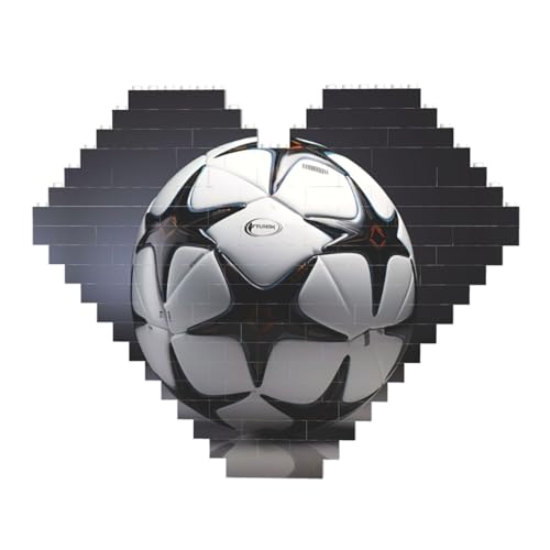 Schwarz-Weiß-Fußball-Druck-Baustein-Puzzle – Herzförmige Bildpuzzles, Holzbilder-Puzzles von ZhRiYan