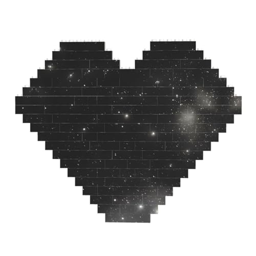 Schwarz-Weiß-Galaxie-Druck-Baustein-Puzzle – Herzförmige Bildpuzzles, Holzbilder-Puzzles von ZhRiYan