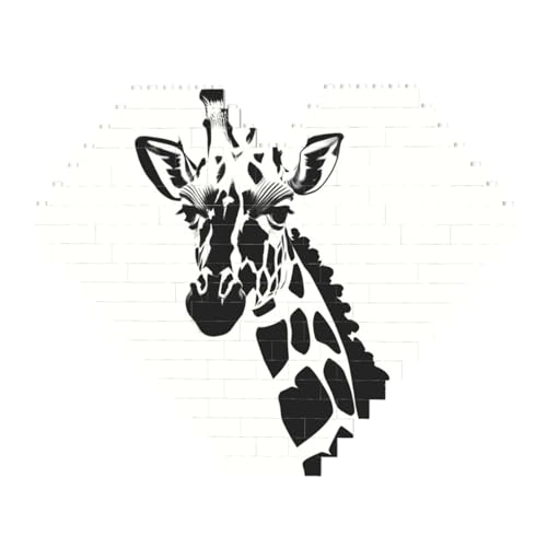Schwarz-Weiß-Giraffen-Druck-Baustein-Puzzle – Herzförmige Bildpuzzles, Holzbilder-Puzzles Schwarz-Weiß-Giraffen-Druck-Baustein-Puzzle – Herzförmige Bildpuzzles, Holzbilder-Puzzles von ZhRiYan