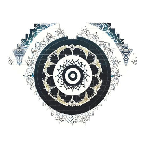 Schwarz-Weiß-Rund-Totem-Druck-Baustein-Puzzle – Herzförmige Bilderpuzzles, Holzbilder-Puzzles Schwarz-Weiß-Rund-Totem-Druck-Baustein-Puzzle – Herzförmige Bilderpuzzles, Holzbilder-Puzzles von ZhRiYan