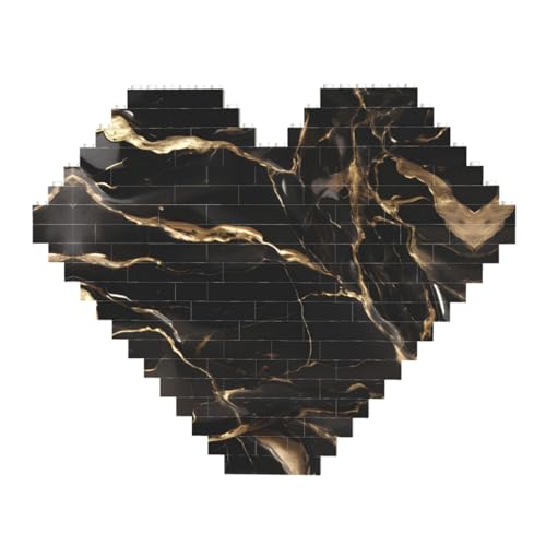 Schwarz-goldener Marmordruck Baustein-Puzzle – Herzförmige Bildpuzzles, Holzbilder-Puzzles Schwarz-goldener Marmordruck Baustein-Puzzle – Herzförmige Bildpuzzles, Holzbilder-Puzzles von ZhRiYan