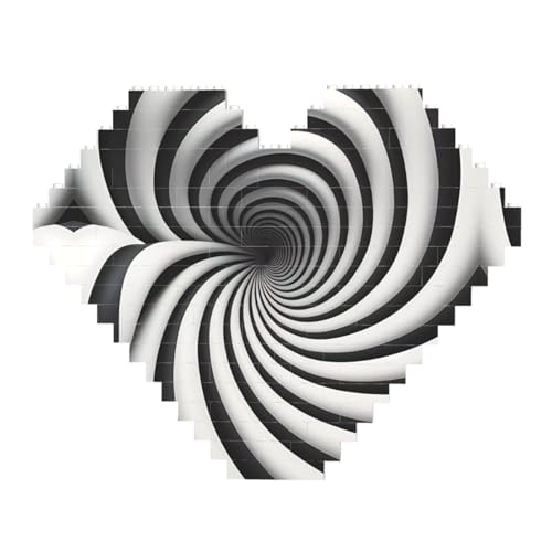 Spiral Optical Illusion GIF Print Building Brick Block Puzzle - Heart Shaped Picture Puzzles, Wooden Picture Jigsaw Puzzles von ZhRiYan