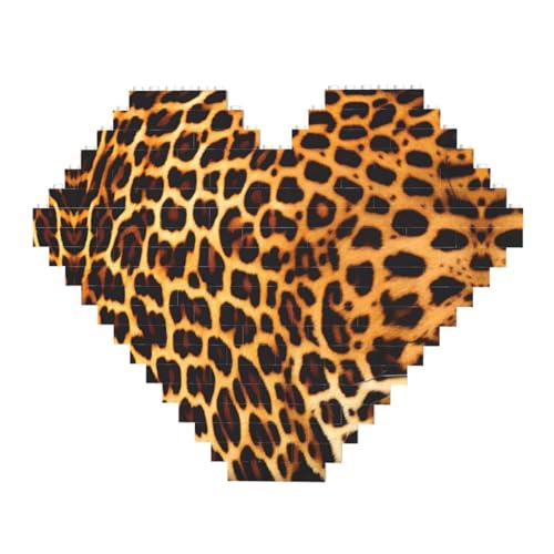 Streifen auf Leoparden-Druck Baustein-Puzzle – Herzförmige Bilderpuzzles, Holzbilder-Puzzles von ZhRiYan