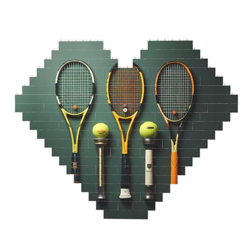 Tennisbälle und Schläger drucken Baustein-Puzzle – Herzförmige Bildpuzzles, Holzbilder-Puzzles von ZhRiYan