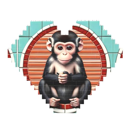 The Silent Monkey Print Building Brick Block Puzzle - Heart Shaped Picture Puzzles, Wooden Picture Jigsaw Puzzles The Silent Monkey Print Building Brick Block Puzzle - Heart Shaped Picture Puzzles, Wooden Picture Jigsaw Puzzles von ZhRiYan