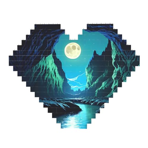 Wasser Mond Höhle Druck Baustein Block Puzzle - Herzförmige Bildpuzzles Holzbild Puzzle von ZhRiYan