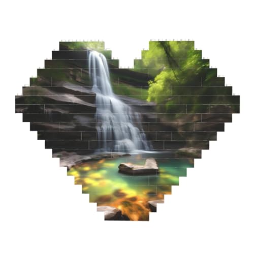Wasserfall-Ansichten Druck Baustein-Puzzle – Herzförmige Bildpuzzles, Holzbilder-Puzzles Wasserfall-Ansichten Druck Baustein-Puzzle – Herzförmige Bildpuzzles, Holzbilder-Puzzles von ZhRiYan